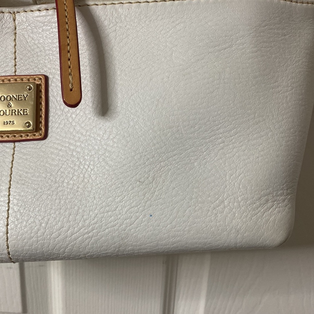 Dooney and Bourke White Dillen Double Pocket Peddle Leather Satchel Vintage - Picture 5 of 14